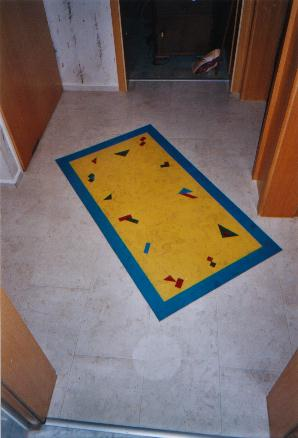 Custom Kork Teppichintarsie im Flur